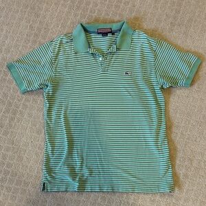 Vineyard Vines Green/Blue and White Striped Polo Shirt